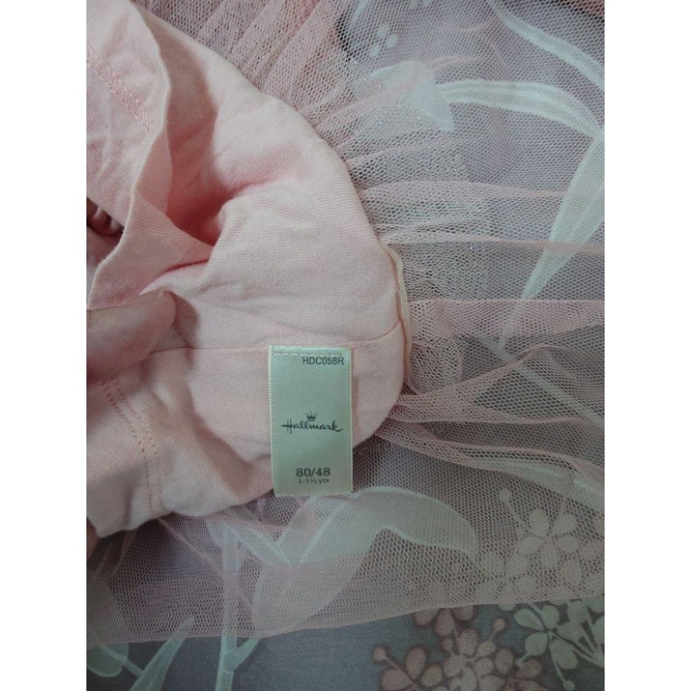 二手 童裝 Hallmark babies 粉色網紗氣質長袖連身裙 80-細節圖4