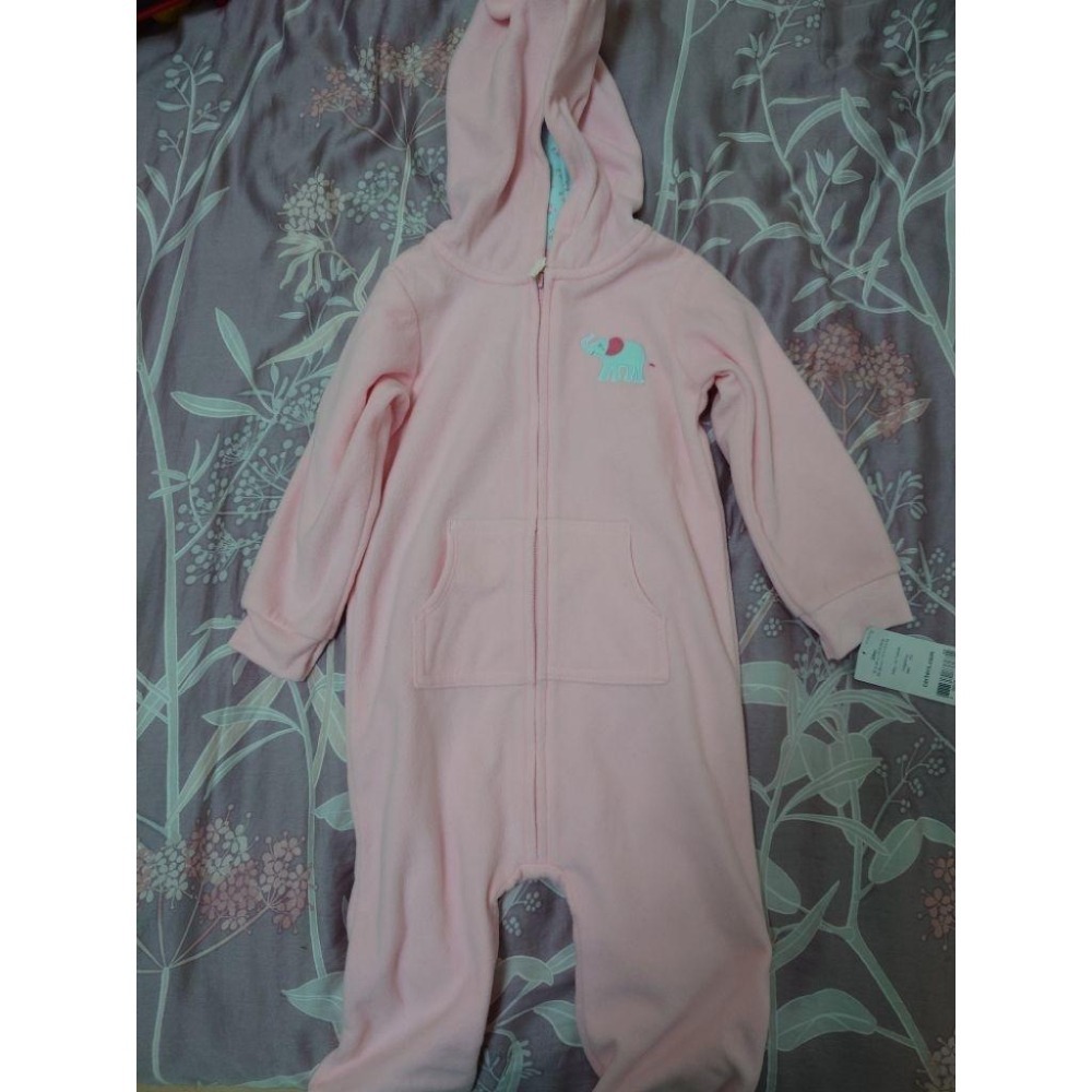 全新 CARTER＇S 粉色大象刷毛連身衣 24M-細節圖4