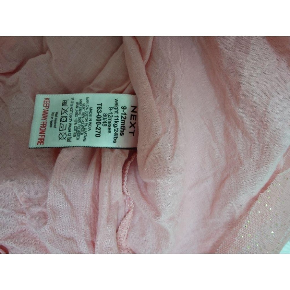 二手 童裝 NEXT 粉色獨角獸網紗連身裙 80-細節圖5