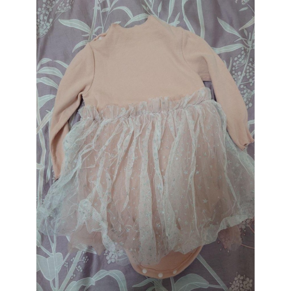 二手近新 女寶 網紗連身包屁裙 80 贈髮帶-細節圖2