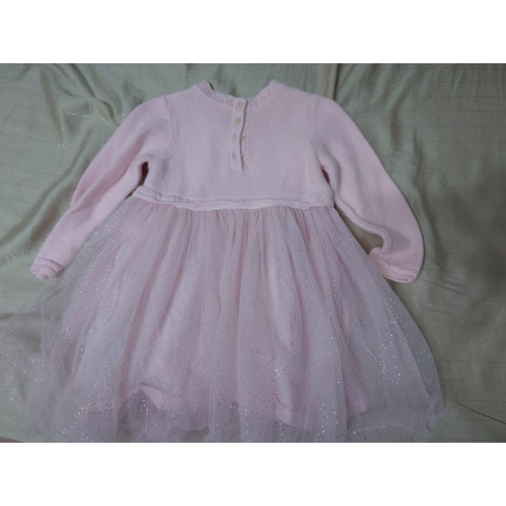 二手近新 NEXT 粉色網紗連身裙 90-細節圖2