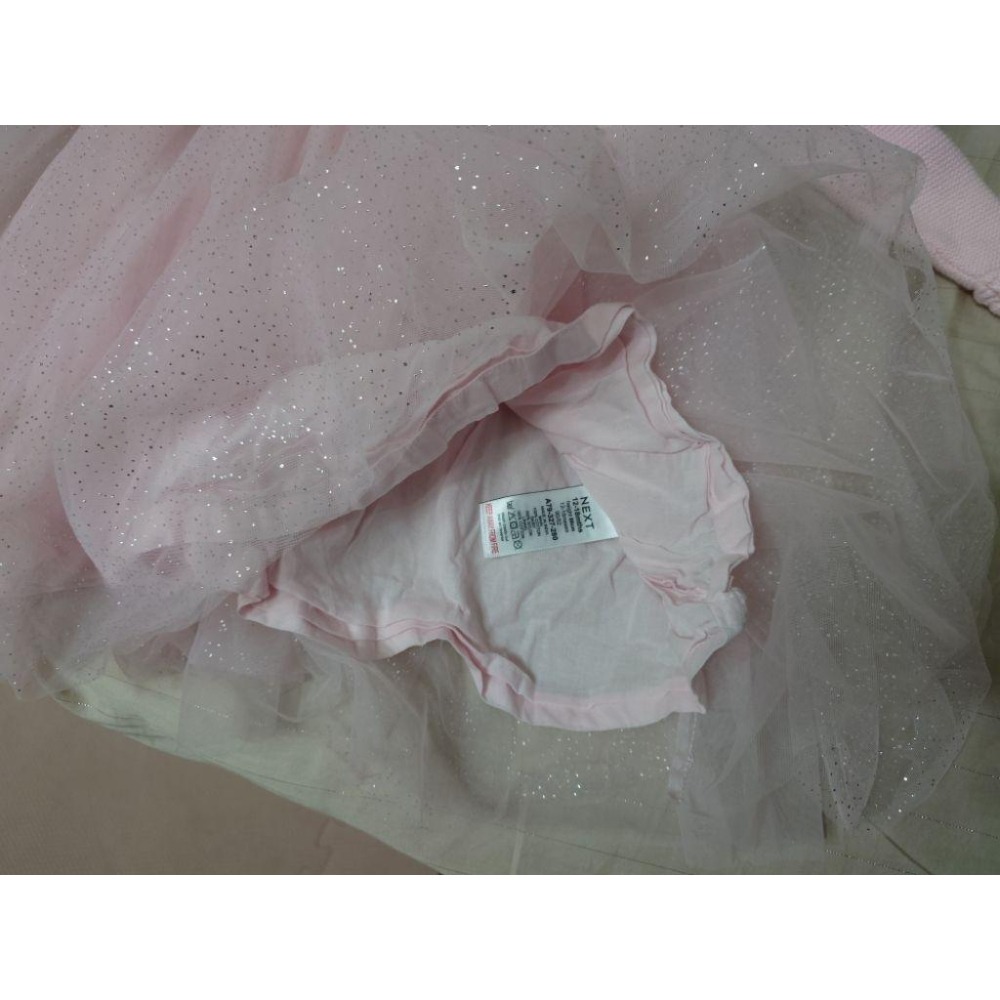 二手近新 NEXT 粉色網紗連身裙 90-細節圖3