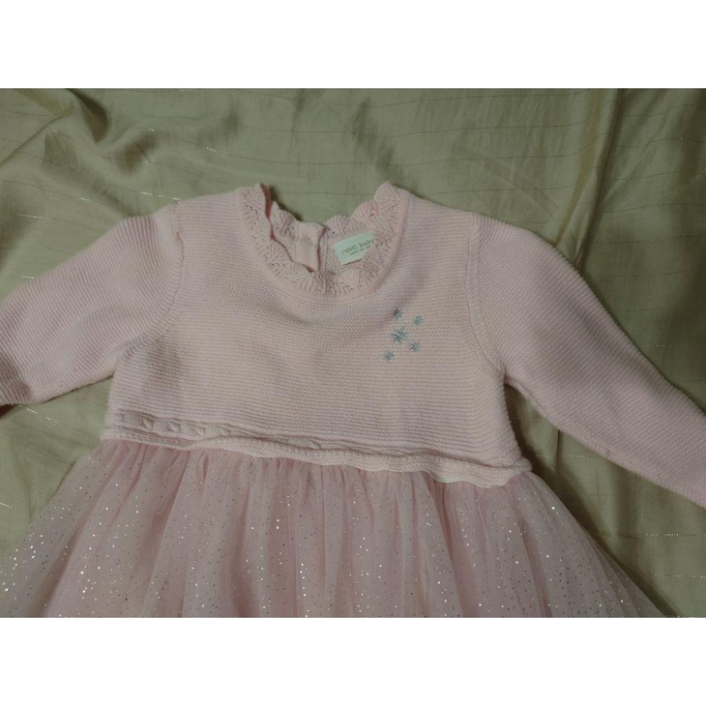 二手近新 NEXT 粉色網紗連身裙 90-細節圖4