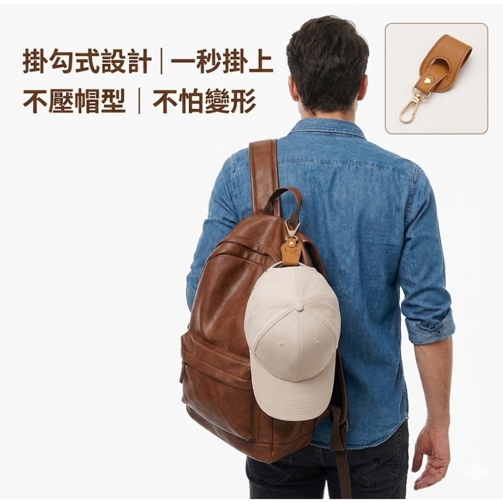 【出遊救星】旅行帽子掛勾｜帽子秒收納｜金屬扣環｜包包吊掛帽子不變形｜旅遊必備小物-細節圖2
