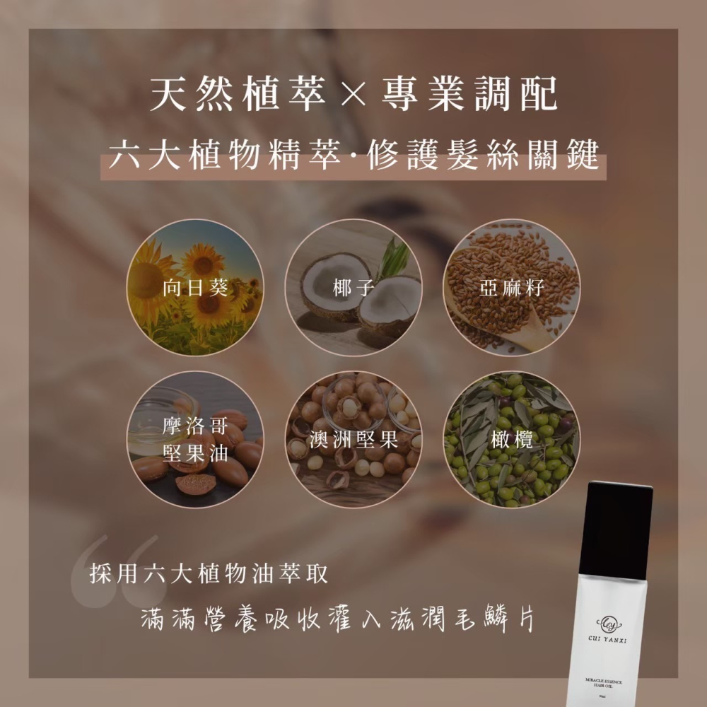 【萃妍皙·奇蹟精粹髮油】適用受損髮尾頭髮乾 沒有光澤 打結 毛躁 想提升髮香質感-細節圖2