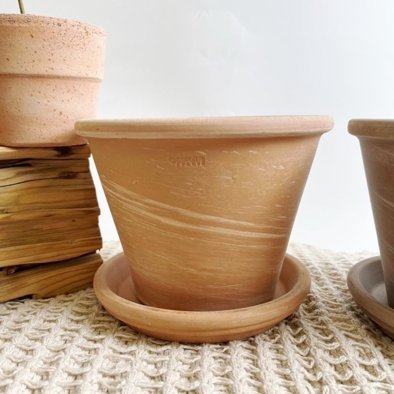 陶盆 帝羅馬陶盆 義大利經典陶盆 Deroma 花盆 盆器 花器 白陶紋理 可可摩卡 迷你西恩納 盆栽底盤 盆底有排水孔-細節圖3