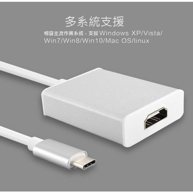 捷大電腦 Type-C轉HDMI 影音訊號轉接線 1080P USB3.1 轉接器 轉換器-細節圖3