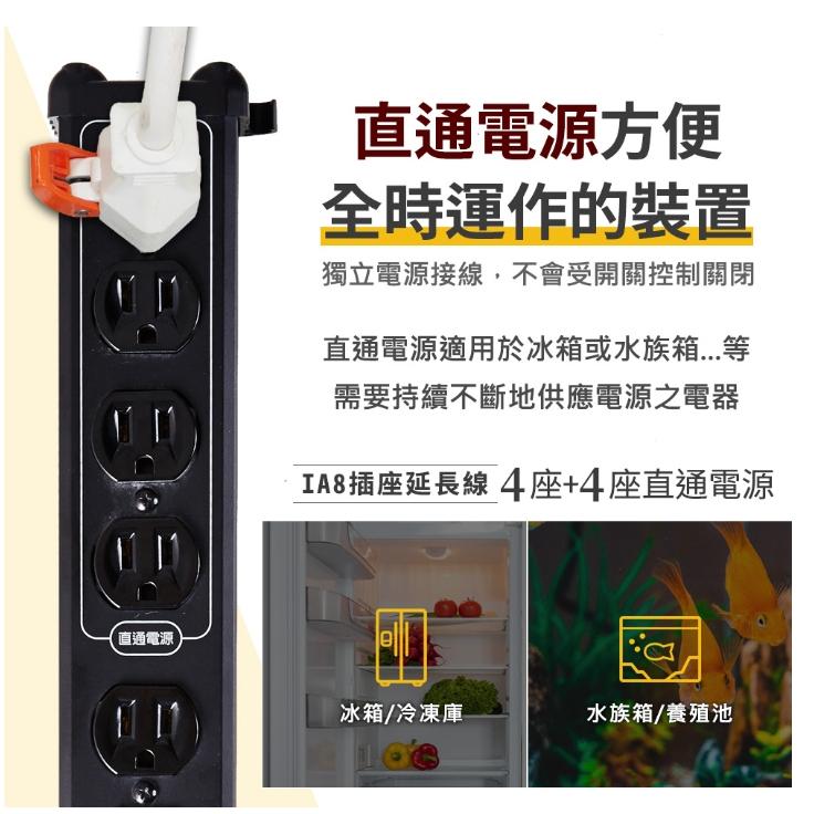 捷大電腦 蓋世特 Castle IA8-SB 3孔8座 鋁合金電源抗突波保護插座/延長線180cm-細節圖5