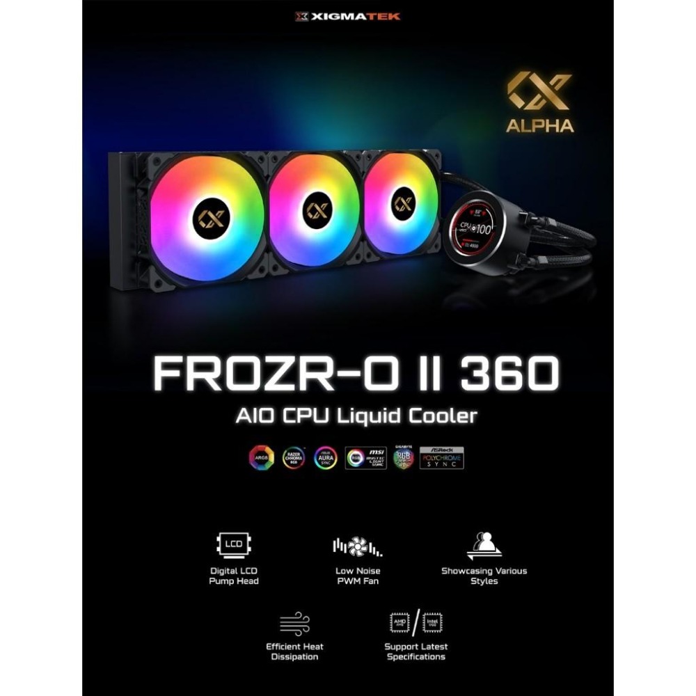 捷大電腦 Xigmatek 富鈞 Frozr-O II 360 LCD幫浦頭 ARGB 一體式水冷 CPU散熱器-細節圖4