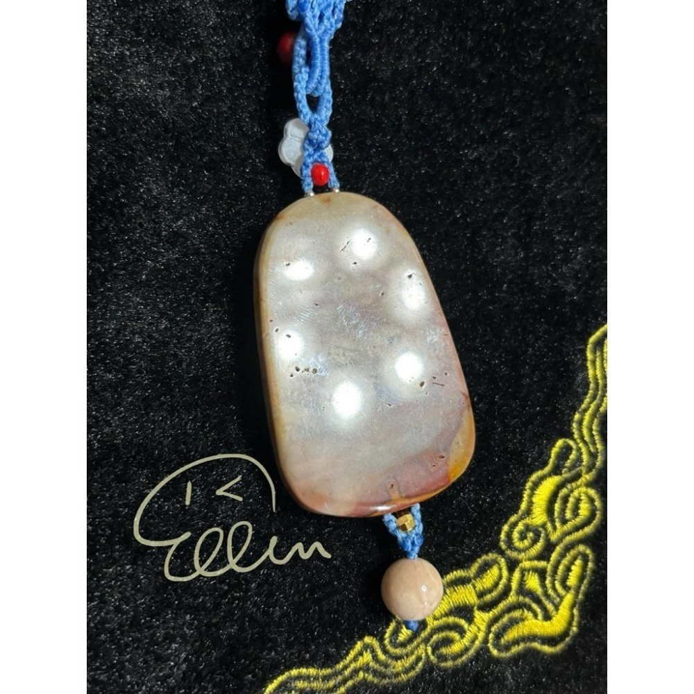 海洋石 錦鯉雕刻 游刃有餘🎏 水藍色系掛繩 蠟線編織掛繩/掛飾/掛件/包掛/編繩/吊飾可拆 G02-細節圖4