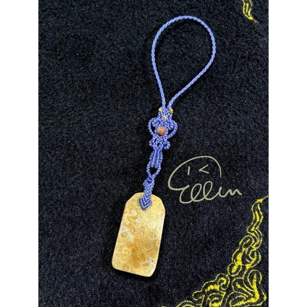 珊瑚玉 竹報福澤 紫色系掛繩 蠟線編織掛繩/掛飾/掛件/包掛/編繩/吊飾可拆 G03-細節圖2