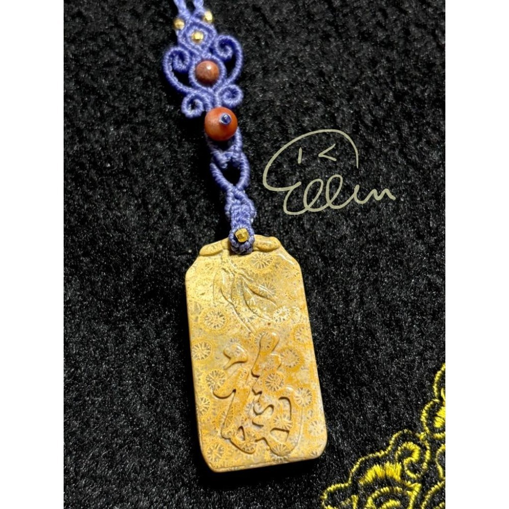 珊瑚玉 竹報福澤 紫色系掛繩 蠟線編織掛繩/掛飾/掛件/包掛/編繩/吊飾可拆 G03-細節圖3