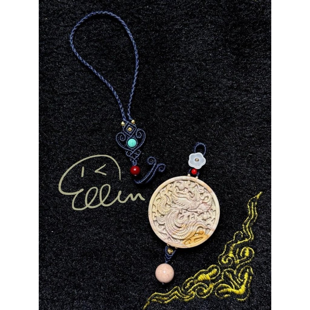 海洋石 鳳凰于飛 深藍色系掛繩 蠟線編織掛繩/掛飾/掛件/包掛/編繩/吊飾可拆 G04-細節圖4