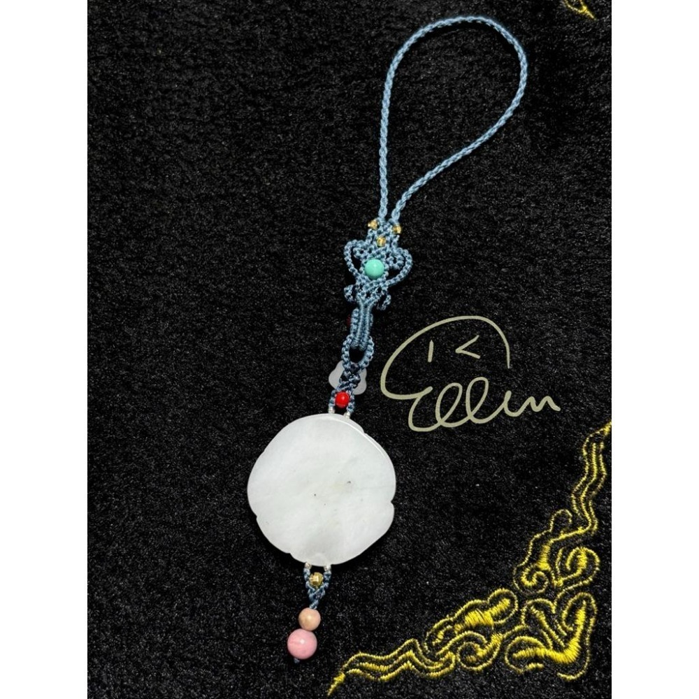 佘太翠 貔貅護珠 莫蘭迪灰藍色系掛繩 蠟線編織掛繩/掛飾/掛件/包掛/編繩/吊飾可拆 G05-細節圖3