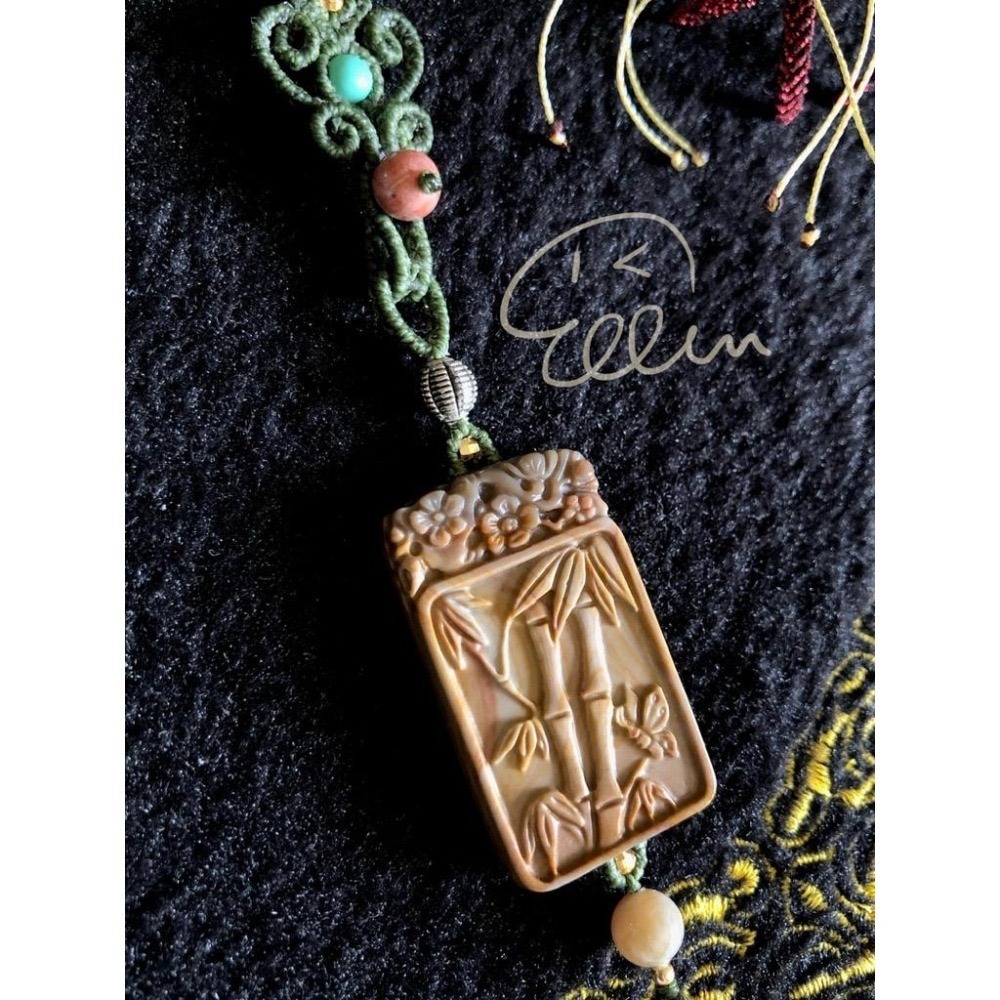 海洋石 節節高升 橄欖綠色系掛繩 蠟線編織掛繩/掛飾/掛件/包掛/編繩/吊飾可拆 G01-細節圖4