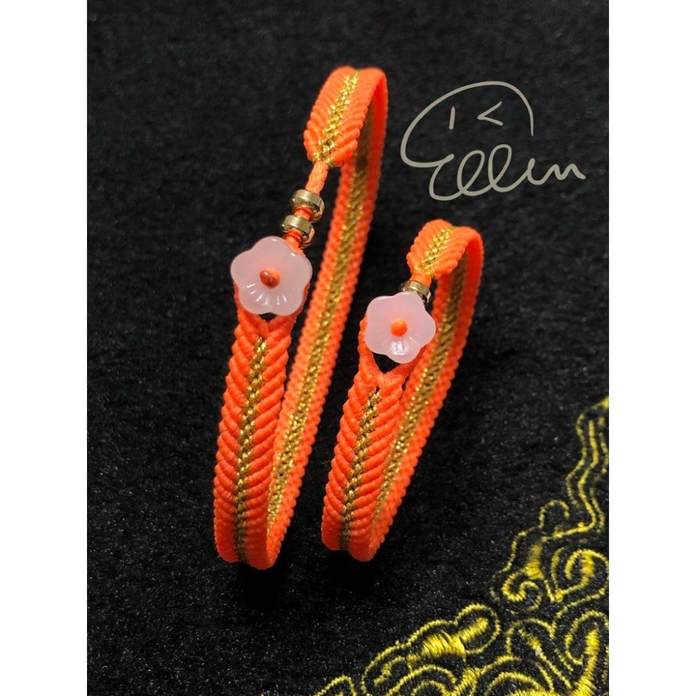 夏日亮眼衝浪🏄風格 螢光橘亮色系 蠟線編織手繩/腳繩/編繩/扣式 固定長度 B009-細節圖2