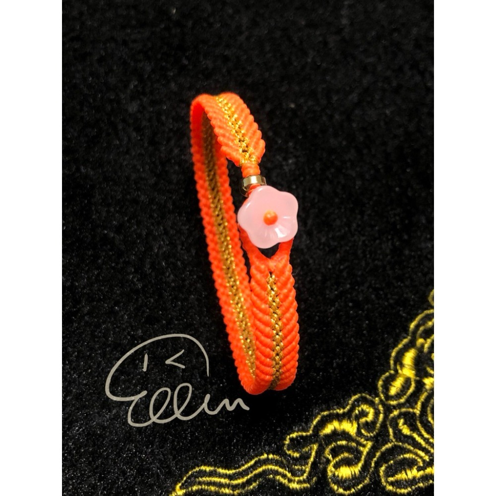 夏日亮眼衝浪🏄風格 螢光橘亮色系 蠟線編織手繩/腳繩/編繩/扣式 固定長度 B009-規格圖4