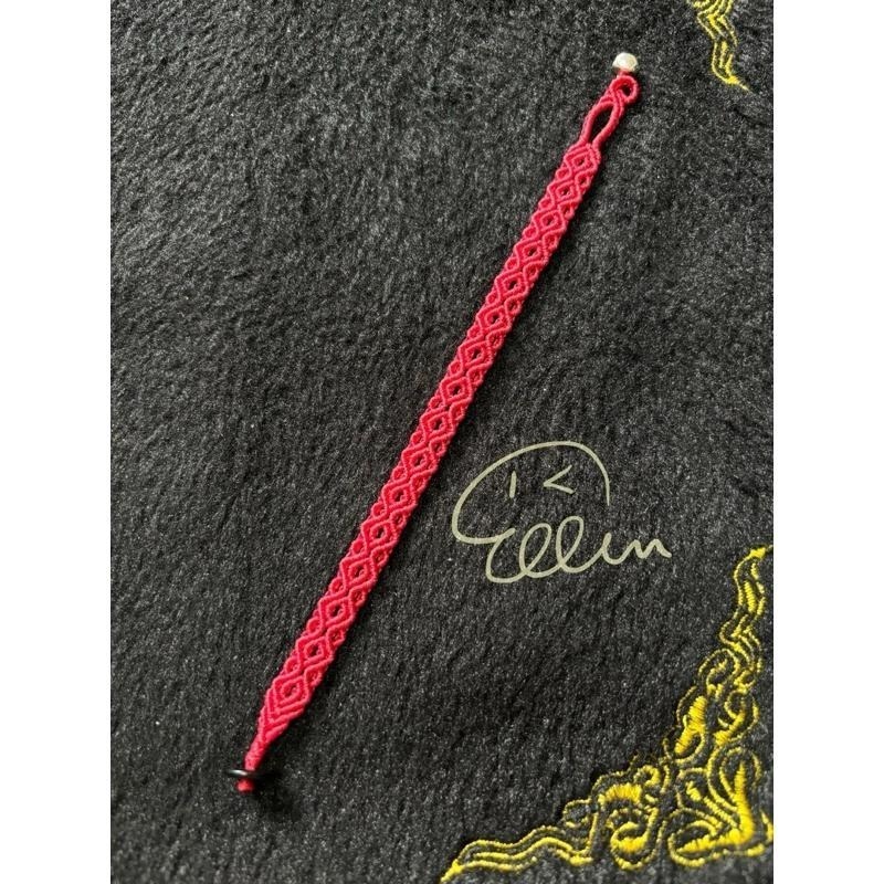 簡約紅繩 菱格回紋造型 蠟線編織手鍊/手環/手繩/編繩/扣式設計 固定長度 B071-細節圖2