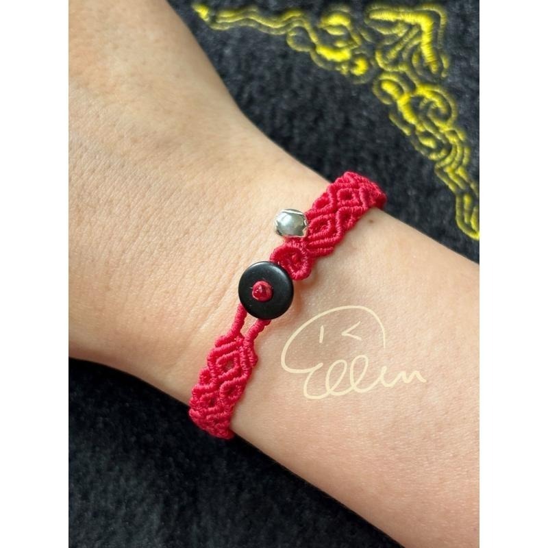 簡約紅繩 菱格回紋造型 蠟線編織手鍊/手環/手繩/編繩/扣式設計 固定長度 B071-細節圖5