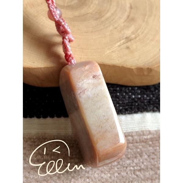 珊瑚玉 無飾牌 蠟線編織吊飾/掛飾/編繩/菊花石 粉嫩色系 G29-細節圖5