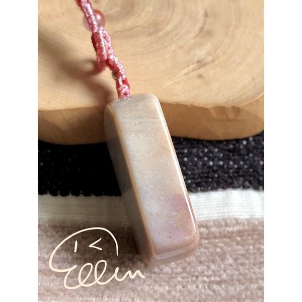 珊瑚玉 無飾牌 蠟線編織吊飾/掛飾/編繩/菊花石 粉嫩色系 G29-細節圖6