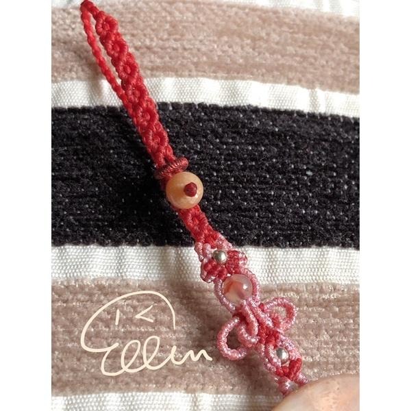 珊瑚玉 無飾牌 蠟線編織吊飾/掛飾/編繩/菊花石 粉嫩色系 G29-細節圖8