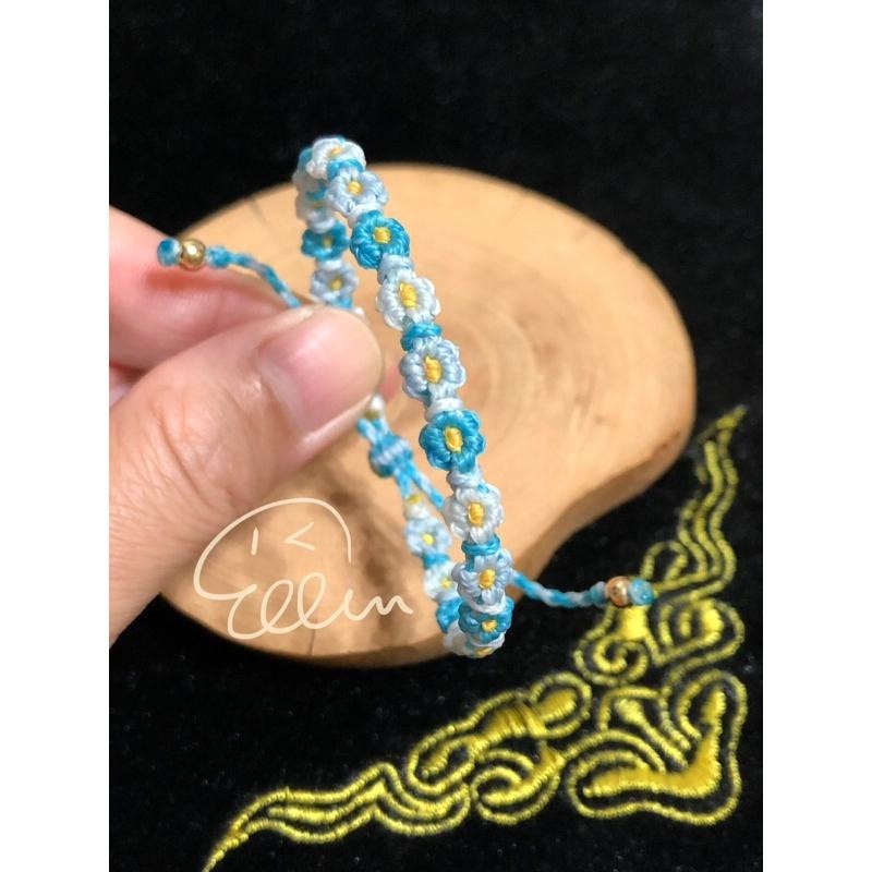 清新小花園 藍白色系 蠟線編織手鍊/手環/手繩/編繩 可調整配戴長度 雙尾伸縮 B031-細節圖2