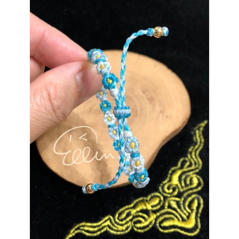 清新小花園 藍白色系 蠟線編織手鍊/手環/手繩/編繩 可調整配戴長度 雙尾伸縮 B031-細節圖3