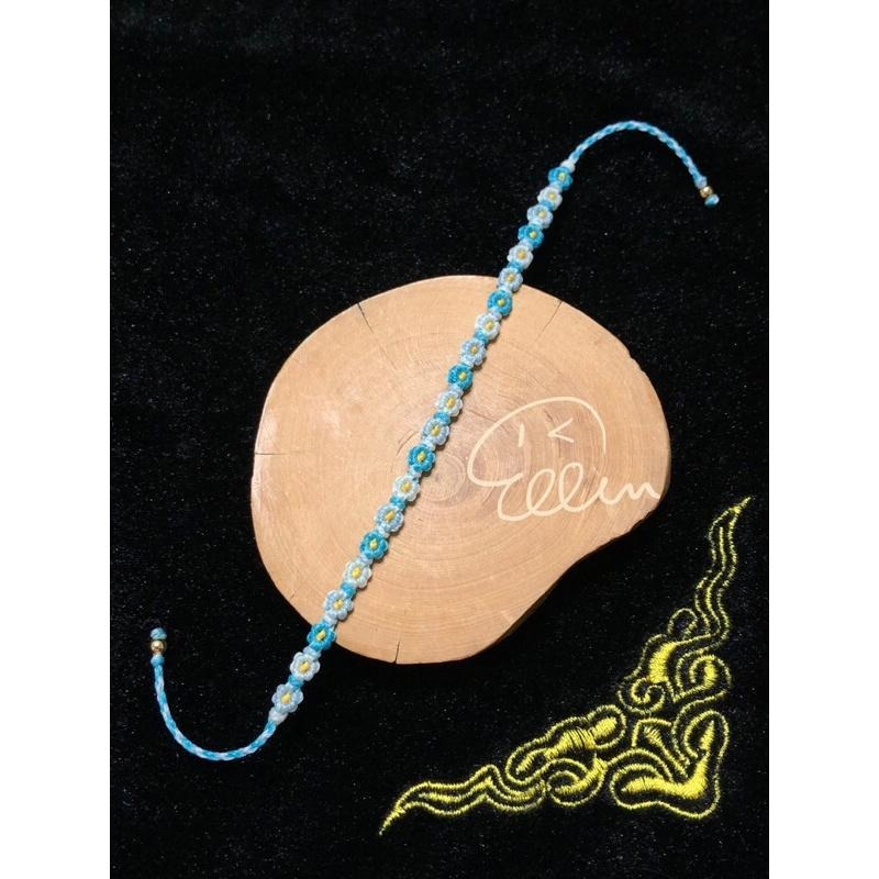 清新小花園 藍白色系 蠟線編織手鍊/手環/手繩/編繩 可調整配戴長度 雙尾伸縮 B031-細節圖4