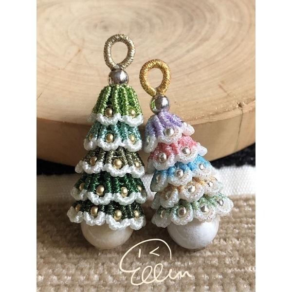 幻彩耶誕樹 彩金聖誕樹 蠟線編織吊飾/墜飾/吊墜/編繩/珊瑚玉圓珠 菊花石 P01-細節圖2