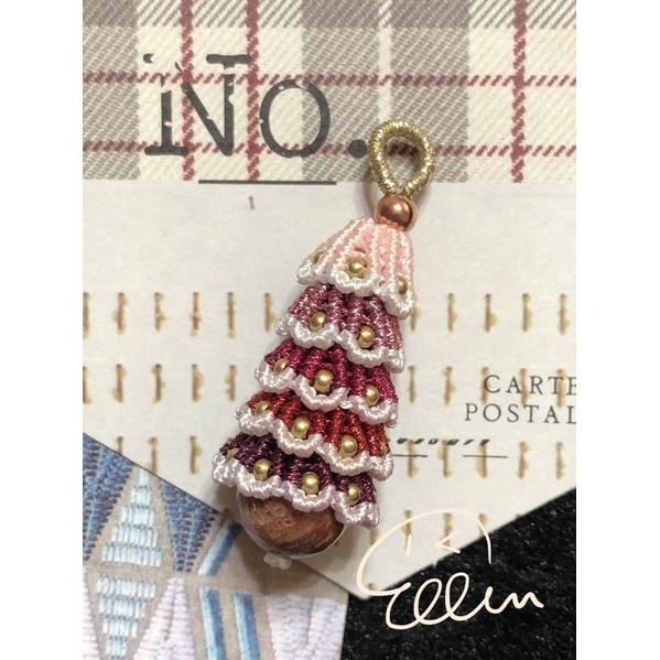 幻彩耶誕樹 彩金聖誕樹 蠟線編織吊飾/墜飾/吊墜/編繩/珊瑚玉圓珠 菊花石 P01-規格圖2