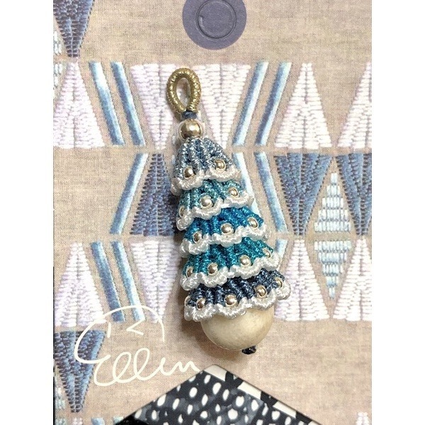 幻彩耶誕樹 彩金聖誕樹 蠟線編織吊飾/墜飾/吊墜/編繩/珊瑚玉圓珠 菊花石 P01-規格圖2