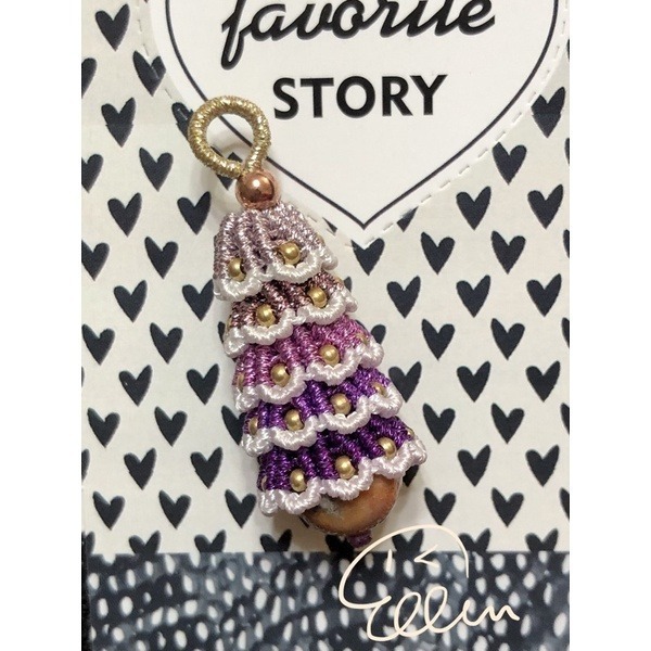 幻彩耶誕樹 彩金聖誕樹 蠟線編織吊飾/墜飾/吊墜/編繩/珊瑚玉圓珠 菊花石 P01-規格圖2