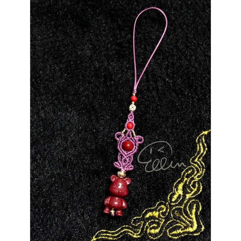 硃砂 紫金砂 熊熊造型 共3款 蠟線編織小吊飾/小掛件/編繩/墜飾不可拆 G39-細節圖4