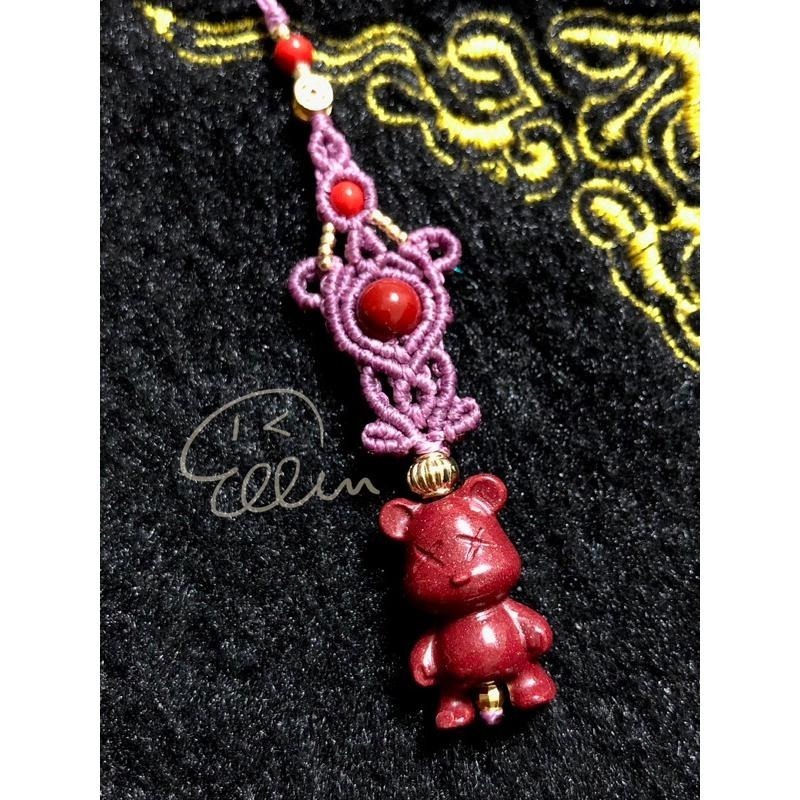 硃砂 紫金砂 熊熊造型 共3款 蠟線編織小吊飾/小掛件/編繩/墜飾不可拆 G39-細節圖5