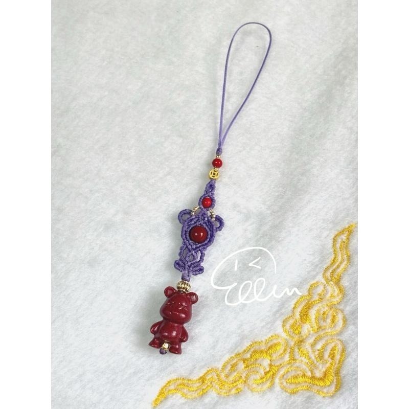 硃砂 紫金砂 熊熊造型 共3款 蠟線編織小吊飾/小掛件/編繩/墜飾不可拆 G39-細節圖6