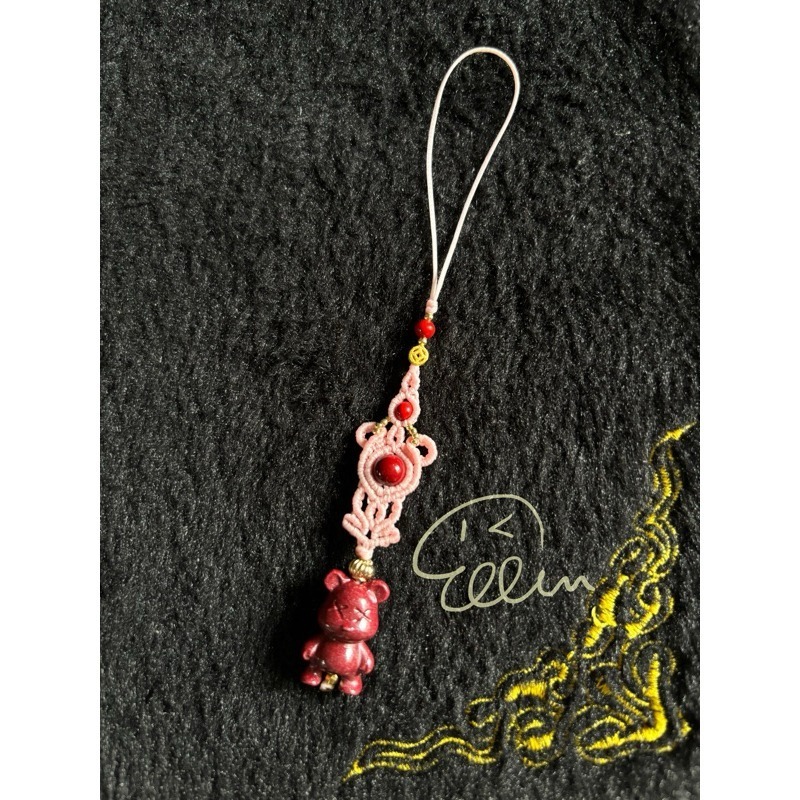 硃砂 紫金砂 熊熊造型 共3款 蠟線編織小吊飾/小掛件/編繩/墜飾不可拆 G39-規格圖9