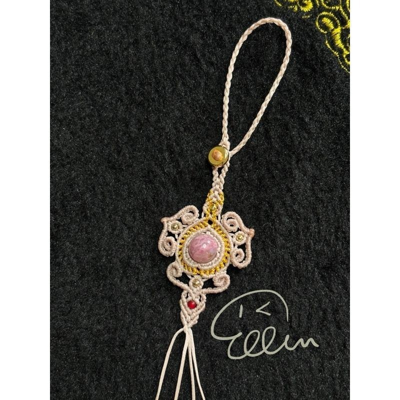古典風格 半成品 蠟線編織掛繩/包掛/掛件/編繩/薔薇輝櫻花雨 圓珠/扣式設計 需自行綁上墜飾 GG01-細節圖4