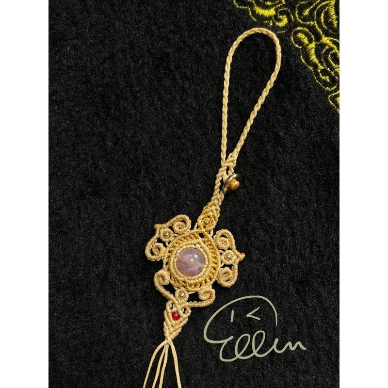 古典風格 半成品 蠟線編織掛繩/包掛/掛件/編繩/薔薇輝櫻花雨 圓珠/扣式設計 需自行綁上墜飾 GG01-細節圖5