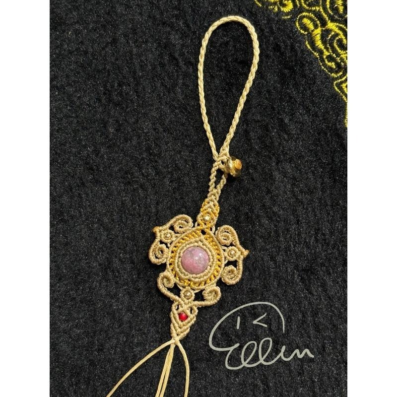 古典風格 半成品 蠟線編織掛繩/包掛/掛件/編繩/薔薇輝櫻花雨 圓珠/扣式設計 需自行綁上墜飾 GG01-細節圖6