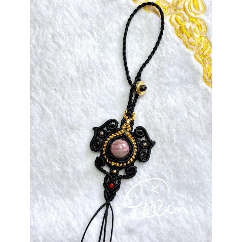 古典風格 半成品 蠟線編織掛繩/包掛/掛件/編繩/薔薇輝櫻花雨 圓珠/扣式設計 需自行綁上墜飾 GG01-細節圖8