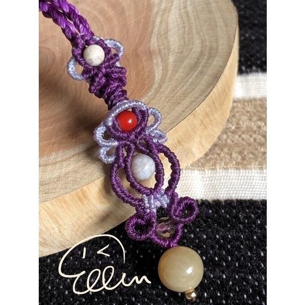 珊瑚玉 閃閃平安扣 蠟線編織套鍊/項鍊/項鍊繩/頸鏈/編繩/菊花石 鳳尾紋 墜飾不可拆 N03-細節圖4