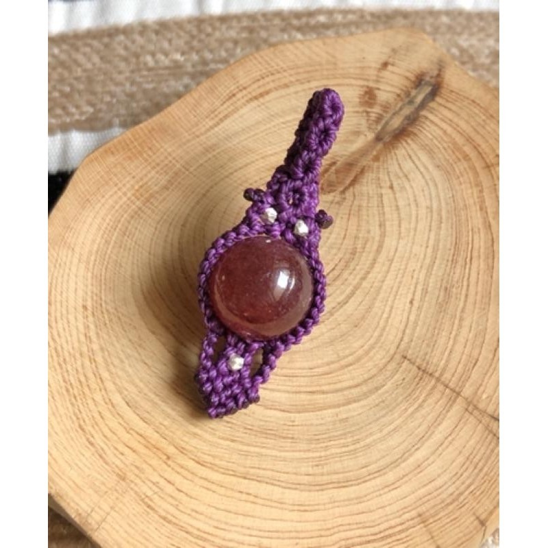 深色濃郁 草莓晶 南美蠟線墜飾/項鍊墜/可另購搭配紫水晶項鍊 N0-細節圖2