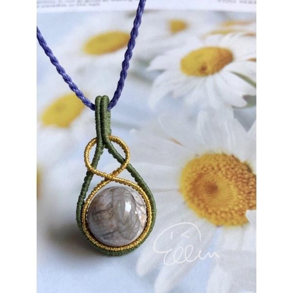 珊瑚玉 無限水滴外型設計 圓珠墜飾 有2款 蠟線編織吊飾/墜飾/吊墜/編繩 菊花石 不含項鍊 P03-細節圖2