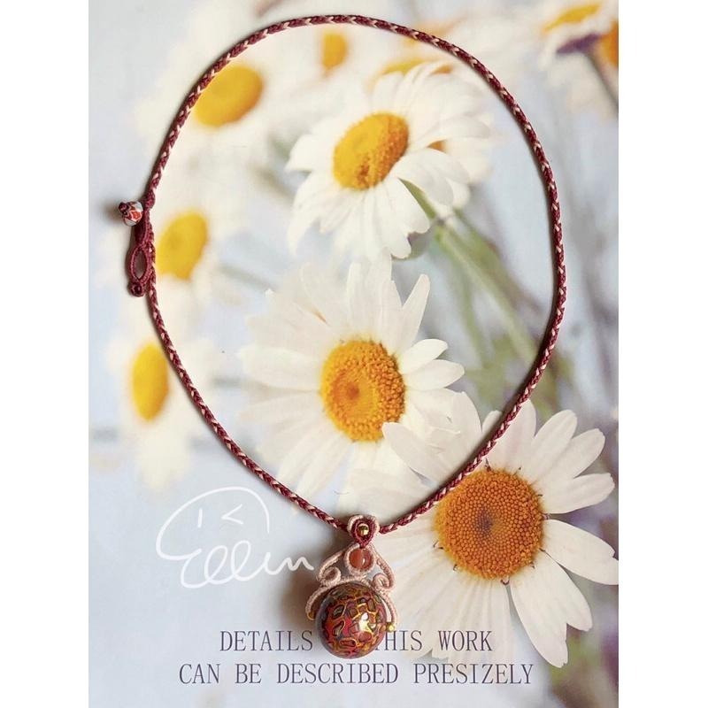 桃紫色調螺鈿大漆珠 流線設計編織墜飾  蠟線編織套鍊/項鍊/項鏈/項鍊繩/編繩 墜飾可拆 N06-細節圖2