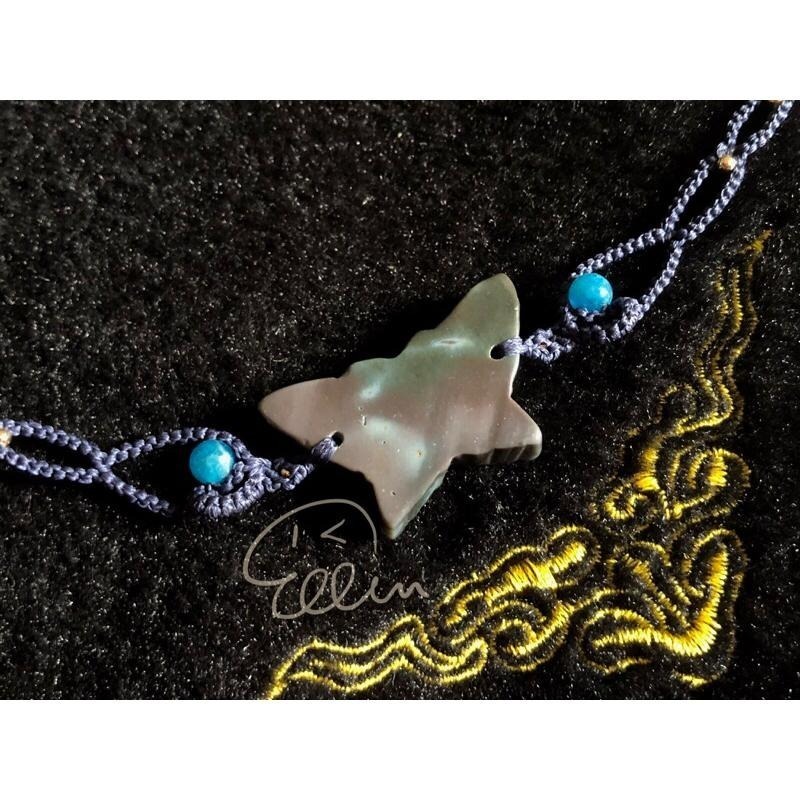 海洋石 蝴蝶福疊 素雅流線鍊身 蠟線編織套鍊/項鍊/項鏈/項鍊繩/編繩/墜飾不可拆 N07-細節圖4