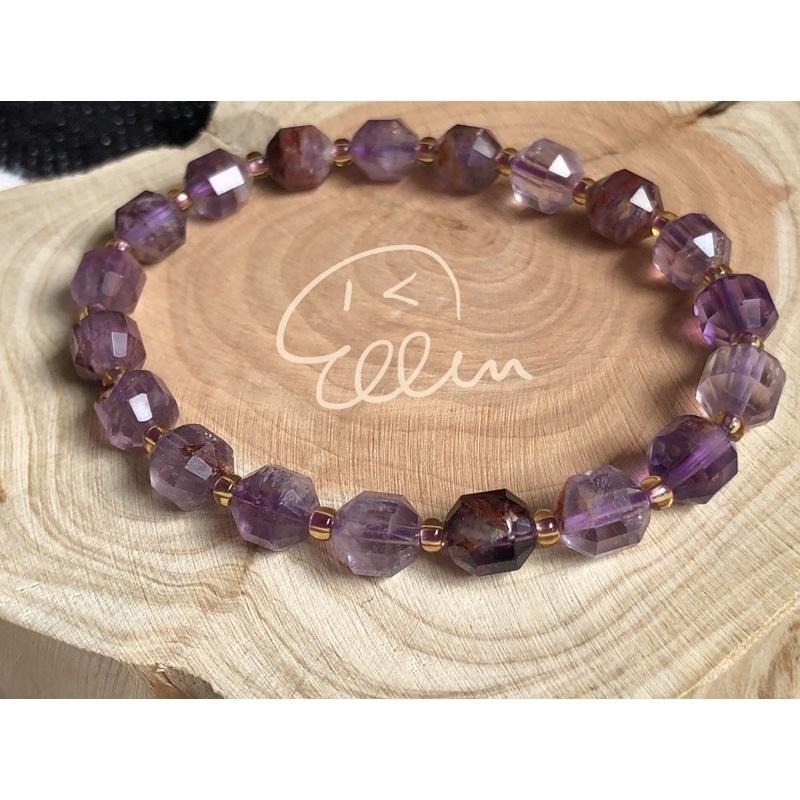 紫幽靈 切面珠 設計手串/手珠 紫幽 水晶  彈性線 B607-細節圖2