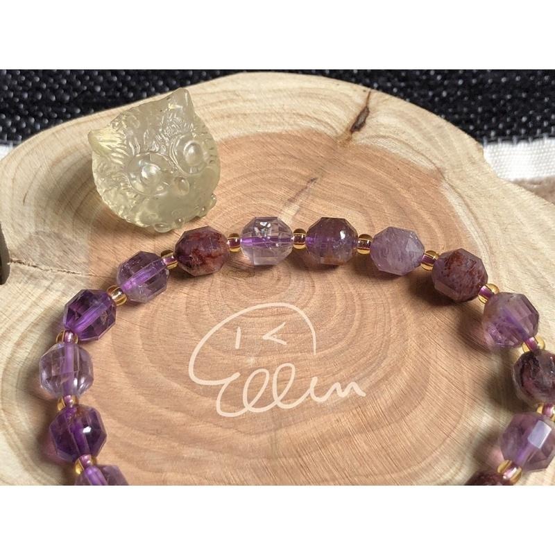 紫幽靈 切面珠 設計手串/手珠 紫幽 水晶  彈性線 B607-細節圖3