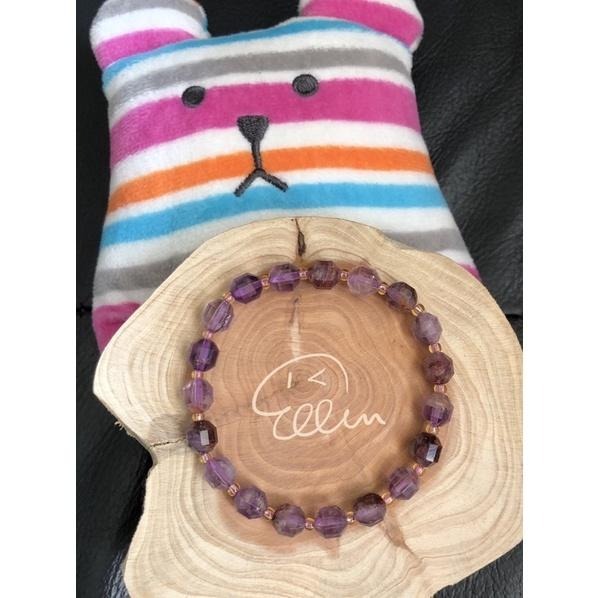 紫幽靈 切面珠 設計手串/手珠 紫幽 水晶  彈性線 B607-細節圖4