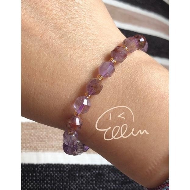 紫幽靈 切面珠 設計手串/手珠 紫幽 水晶  彈性線 B607-細節圖5